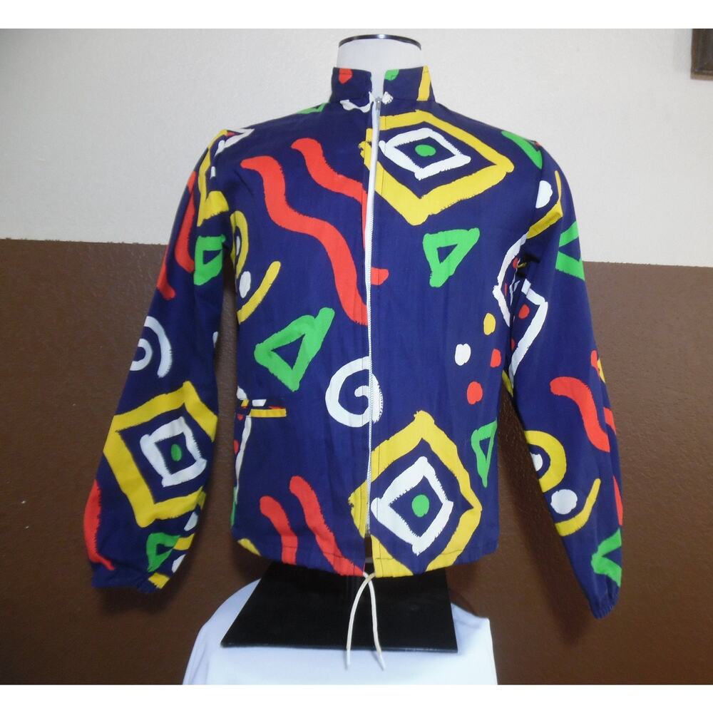 Disco Hippy Metal Zipper Jacket, Blue Sz S-M 1960s-70s - Picture 6 of 6